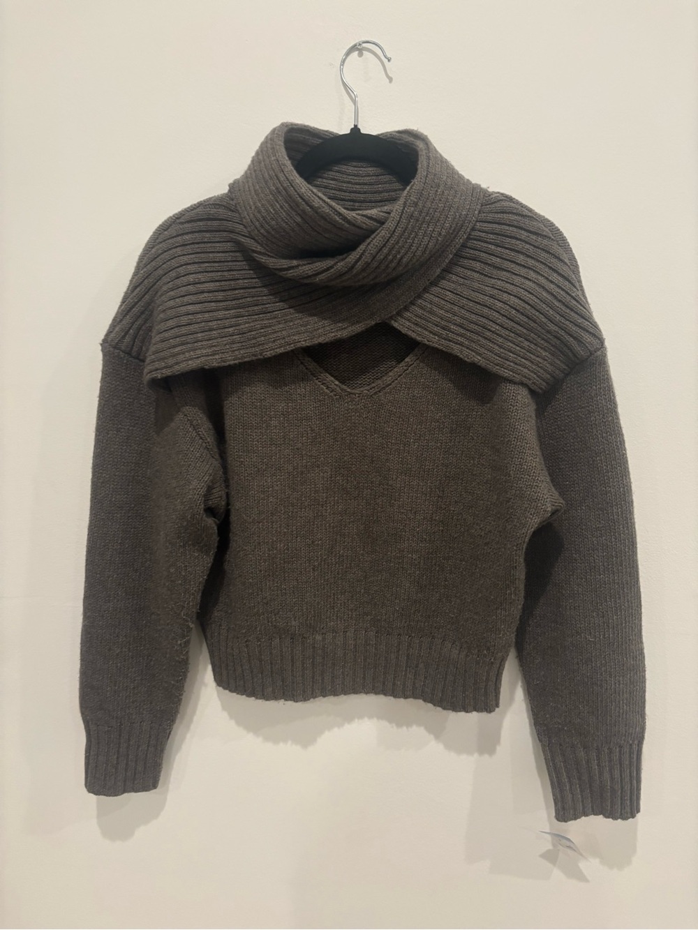 ASTR The Label Pearson Sweater S Mushroom Cowl Neck Cutout Wool Blend